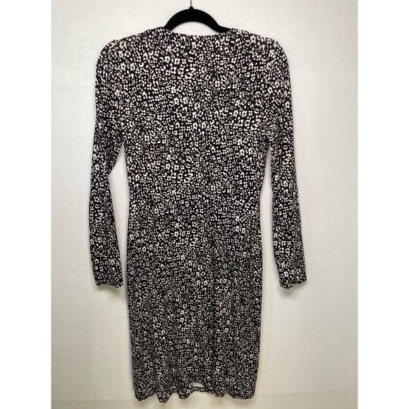 Adrianna Pappel Black/White Knee Length Faux Wrap Dress size 4 - Picture 2 of 4